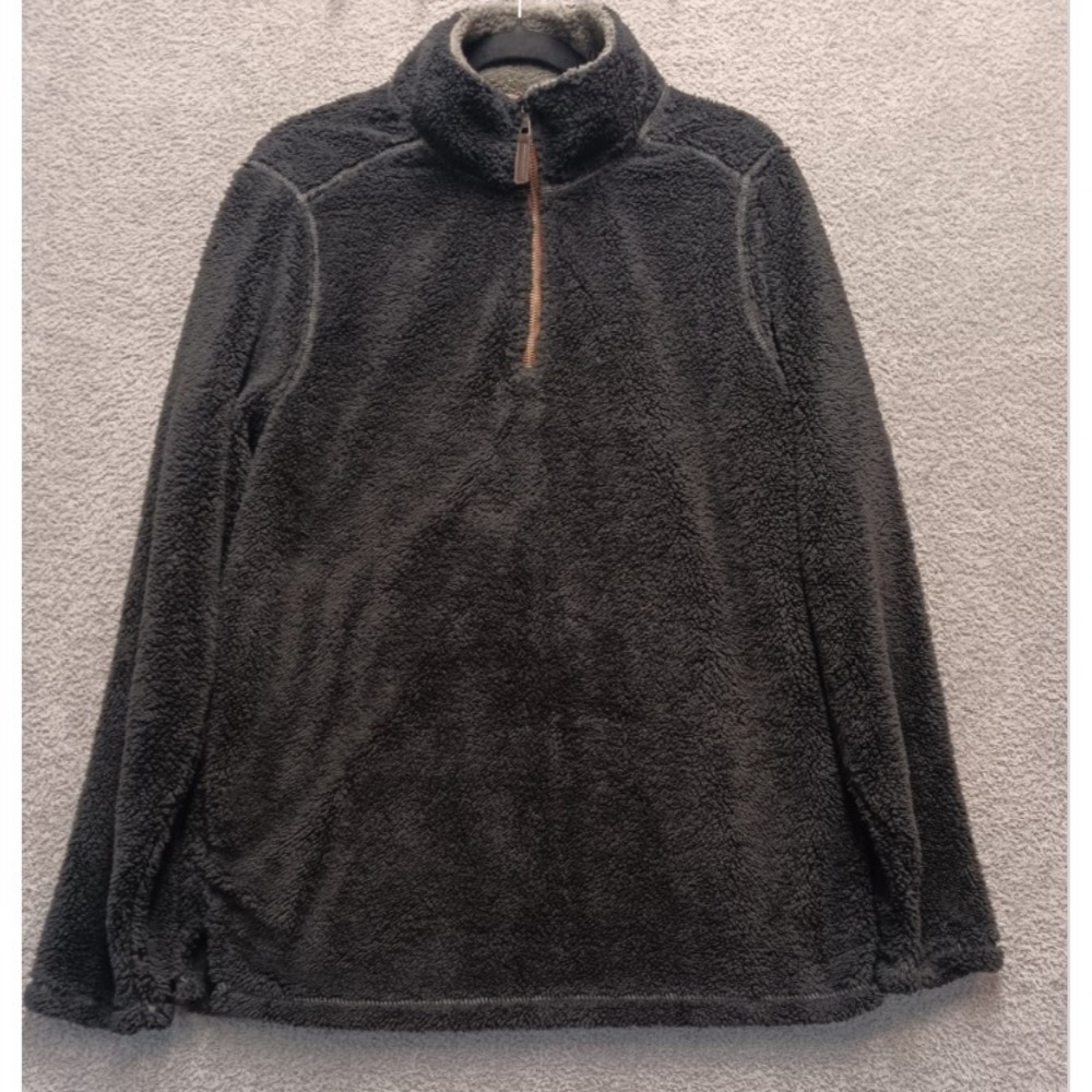 TRINITY Sherpa Fleece Quarter-Zip Pullover Men's M Black Plush Cozy Warm